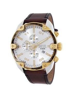 NWT Diesel Spiked Chronograph Quartz Silver Dial Men's Watch